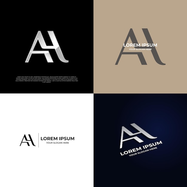 AH Initial Modern Typography Emblem Logo Template for Business