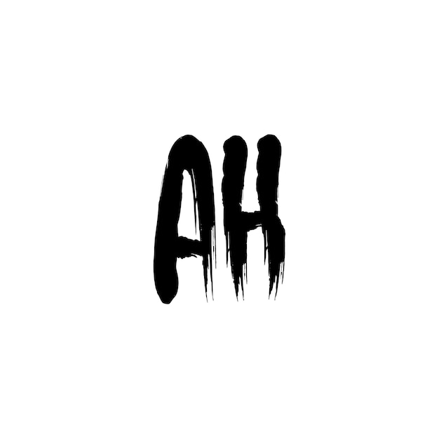 AH 모노그램 로고 디자인 문자 텍스트 이름 기호 흑백 로고타입 알파벳 문자 단순 로고