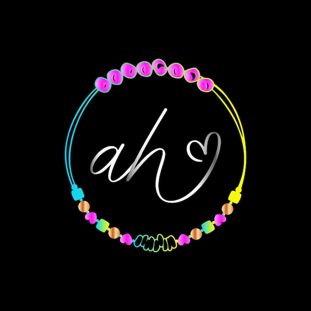 Vector ah monograms bracelet design, wedding vector template