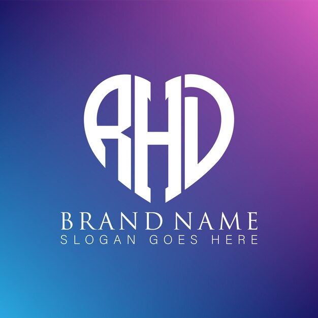 AHD Uniek abstract geometrisch monogram liefde vorm vector logo ontwerp