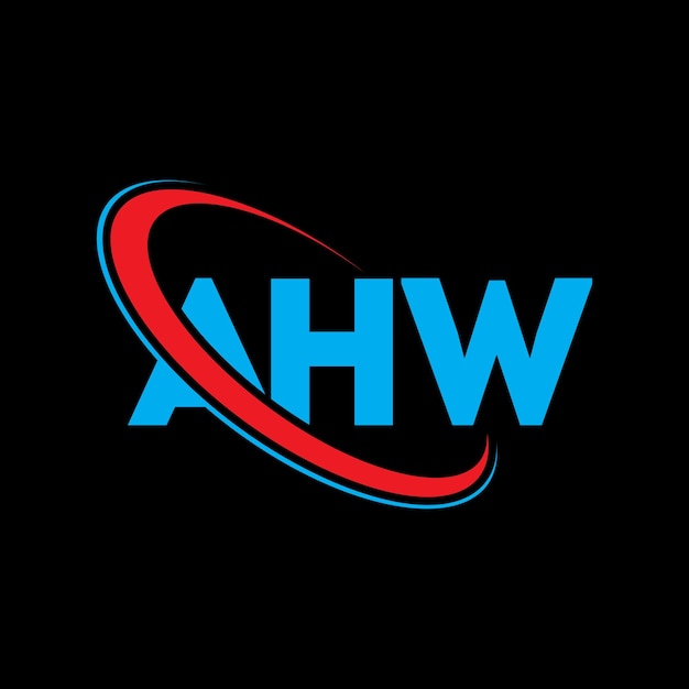 Vettore logo ahw lettera ahw lettera logo design iniziali ahw logo collegato con cerchio e maiuscolo monogramma logo ahw tipografia per il business tecnologico e marchio immobiliare