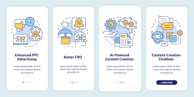 Algoritmo ai nel marketing per l'onboarding dello schermo dell'app mobile