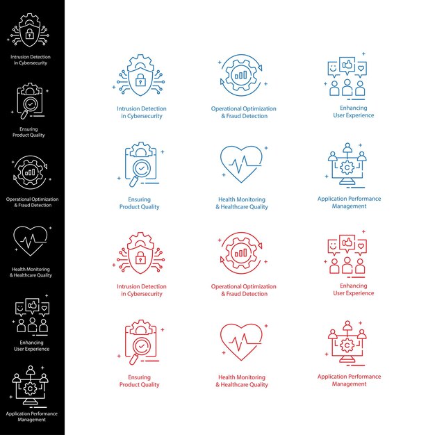 AI Anomaly Detection Vector Symbol Pack Identifying Data Irregularities