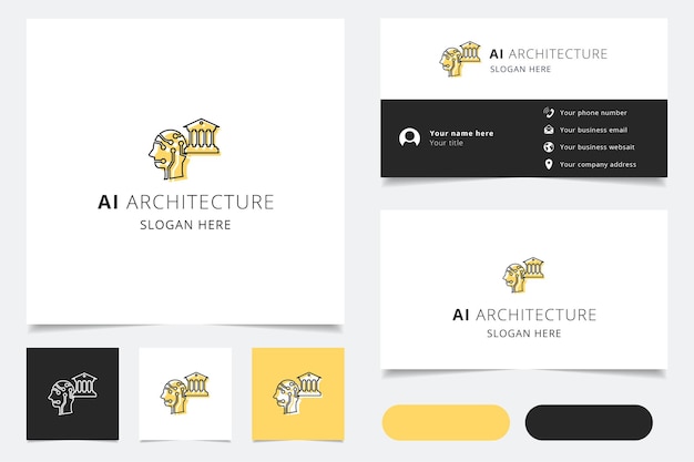 Ai architecture logo design with editable slogan branding