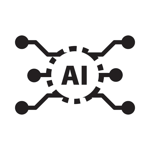 Ai icona di intelligenza artificiale microchip digitale per computer e illustrazione tecnologica