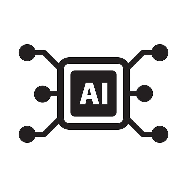 AI Artificial intelligence icon digital micro chip for computer and technology illustration