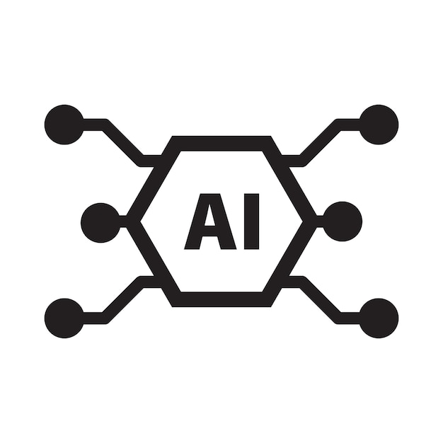 AI (人工知能) アイコン デジタルマイクロチップ コンピューターとテクノロジーのイラスト