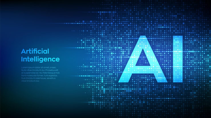 Vector ai artificial intelligence letters ai made with binary code machine learning technology binary data and streaming digital code background matrix background with digits 10 vector illustration