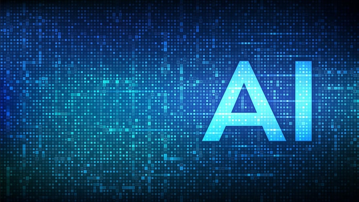 Vector ai artificial intelligence letters ai made with binary code machine learning technology binary data and streaming digital code background matrix background with digits 10 vector illustration