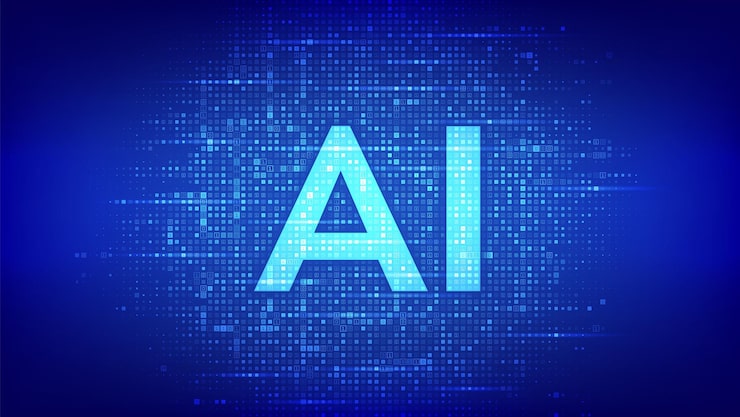 Vector ai artificial intelligence letters ai made with binary code machine learning technology binary data and streaming digital code background matrix background with digits 10 vector illustration