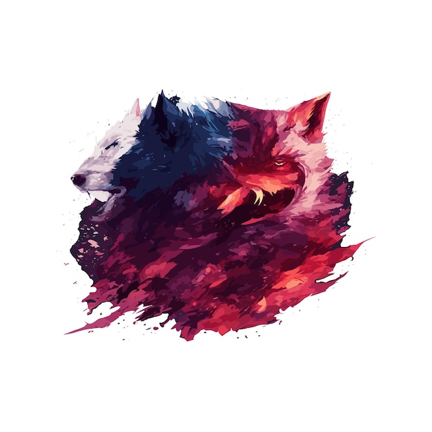 Ritratto artistico della testa di un lupo su sfondo nero