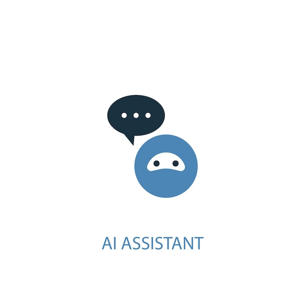 Icona colorata di concetto 2 dell'assistente ai. illustrazione semplice dell'elemento blu. disegno di simbolo del concetto di assistente ai. può essere utilizzato per ui/ux mobile e web