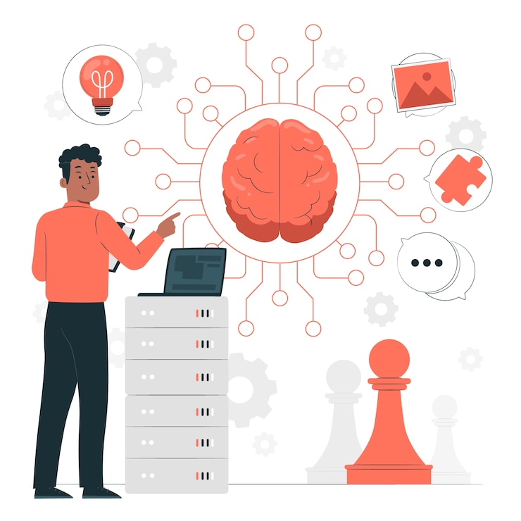 Vector ai brain concept illustration