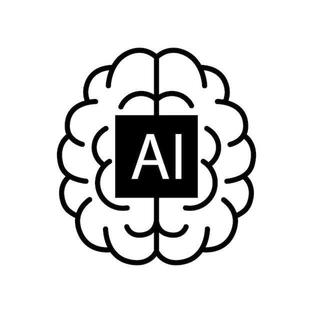 AI brain icon concept illustration outline symbol vector sign linear symbol