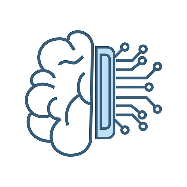 Ai 脳アイコン ライン スタイルの脳は、人工知能のポーティングの回路システムとリンクします。