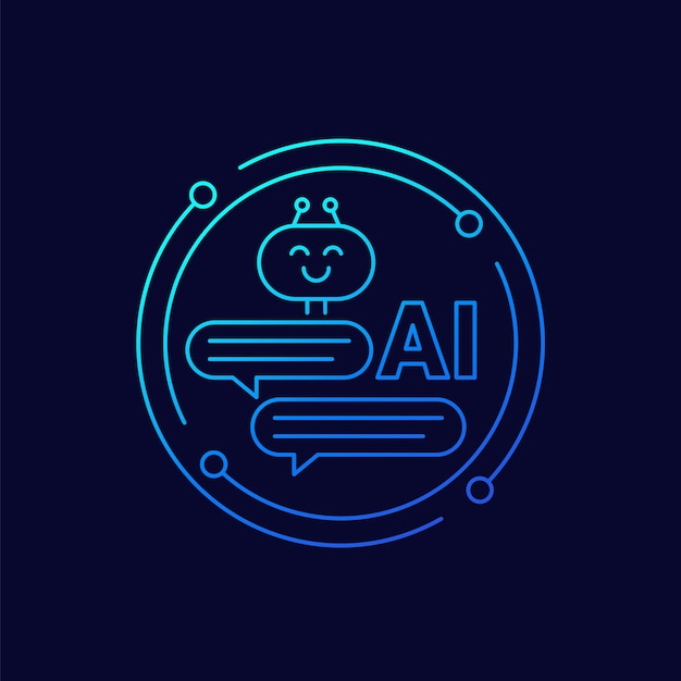 AI chat bot icon Artificial intelligence technologies linear design