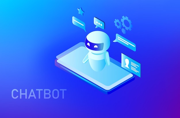 Ai Chat bot technology concept asking questions and receiving answers AI assistant support vector