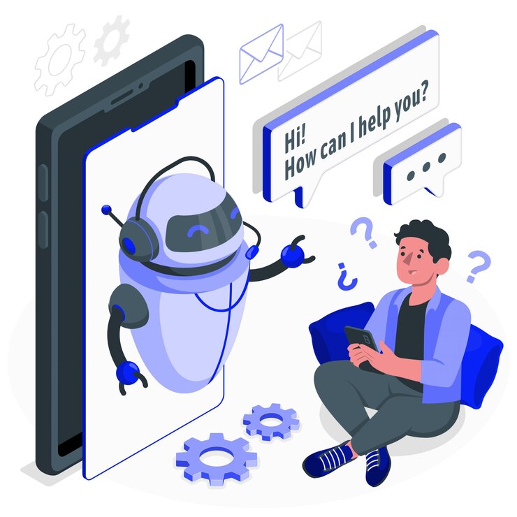 Vector ai chatbot providing customer support on mobile device