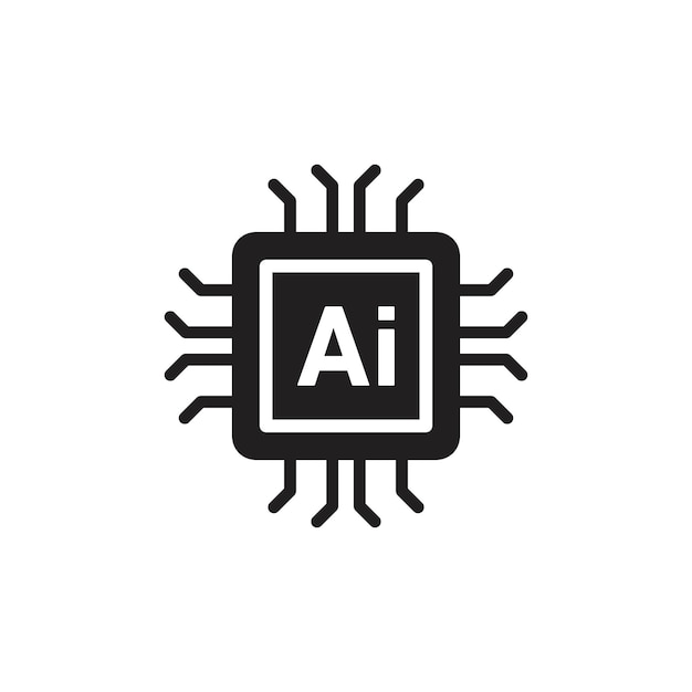 AI-chip icoon Line Art Logo set