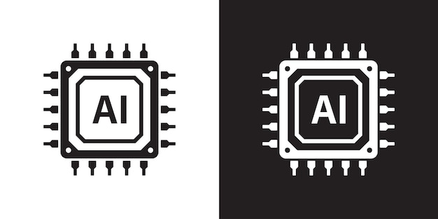 AI chips icon Futuristic artificial intelligence symbol Processor chip icon Computer help assistant Large data processing database concept Vector illustration for web apps UX and UI