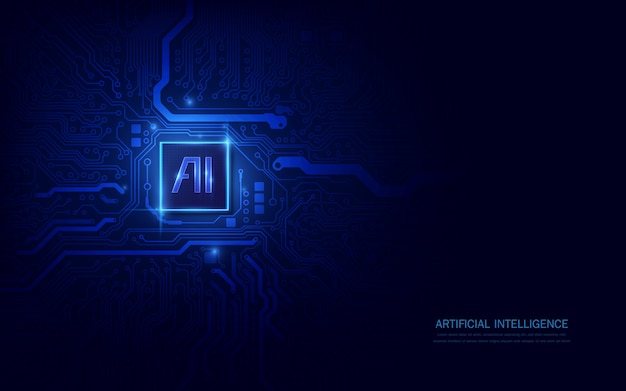 Vector ai chipset on circuit board in futuristic concept suitable for future technology