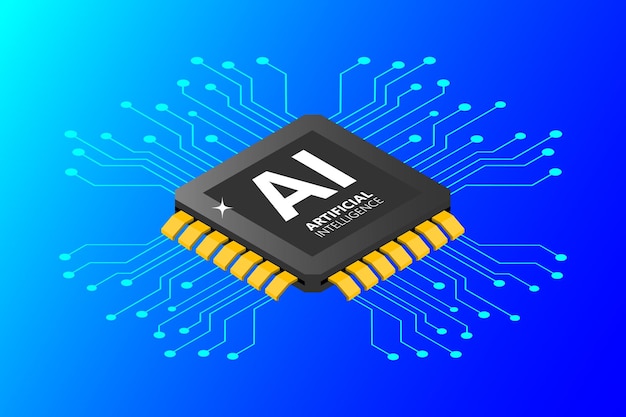 Chipset ai su scheda di circuito in concetto futuristico adatto alla tecnologia futura