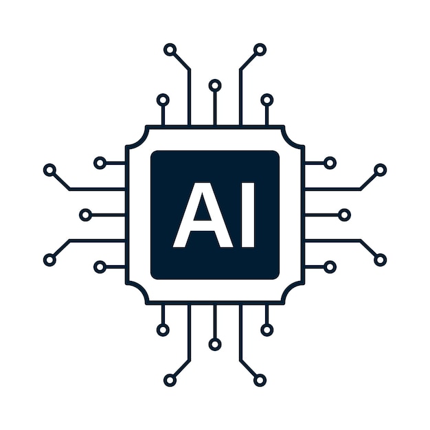 Vector ai chipset icon artificail intelligence symbol cpu memory or processor chip vector illustration