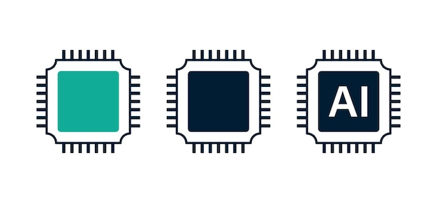 AI chipset iconen artificail intelligentie symbool cpu geheugen of processor chip vector illustratie