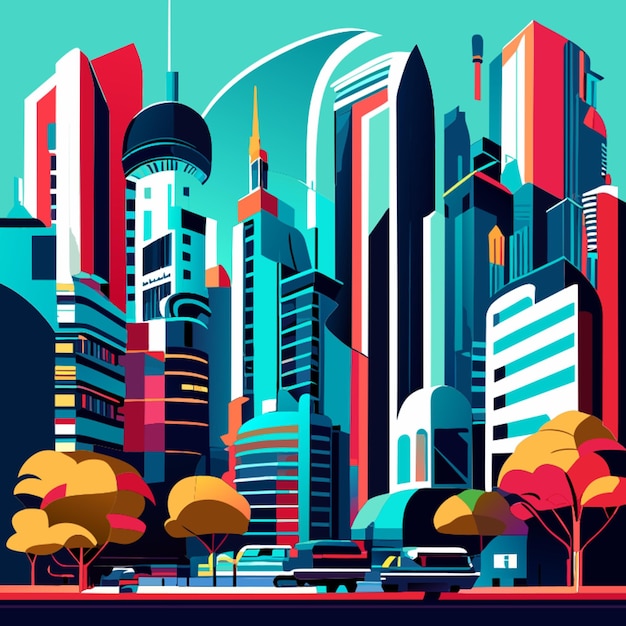 Vector ai city vector illustration