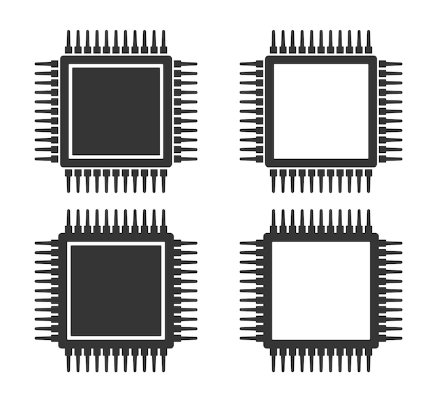 Икона микрочипа CPU GPU Символ микрочипа машинного обучения Икона ML Искусственный интеллект si