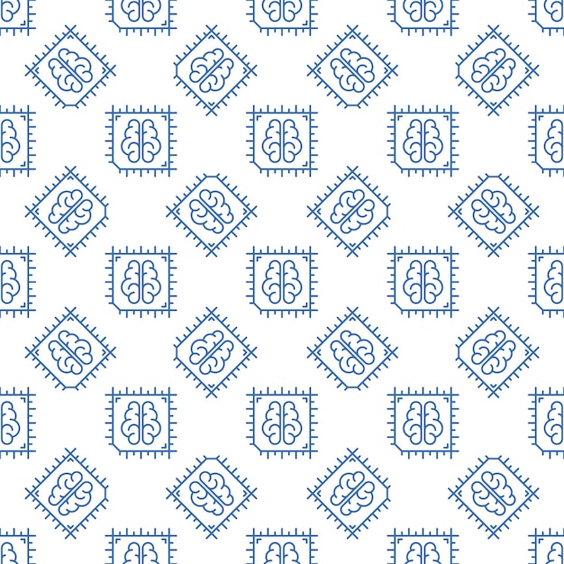 AI CPU vector Artificial Intelligence Processor or Chip seamless pattern