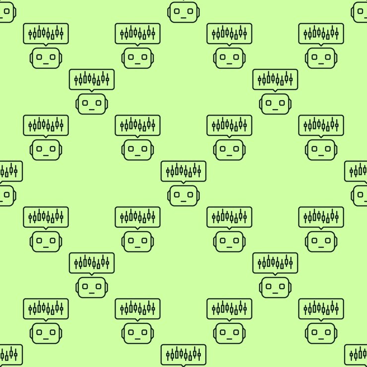 Vector ai crypto trading bot with candlestick chart vector seamless pattern in outline style