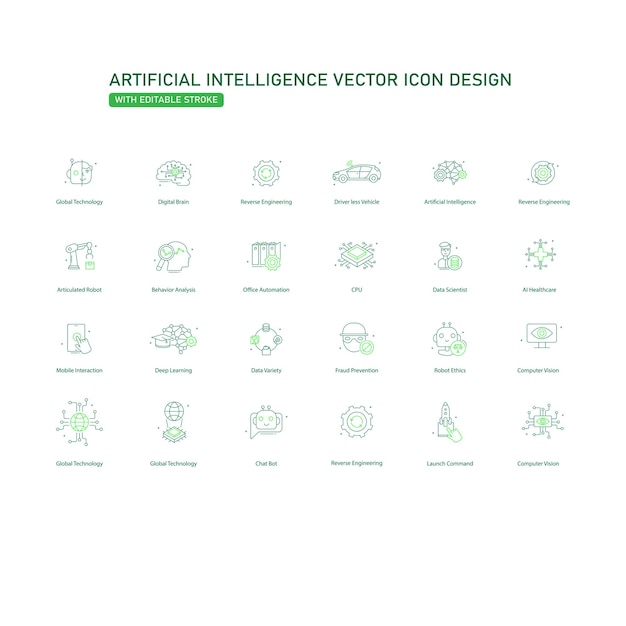 ai data processing and robotics vector icon design algorithms technology innovation