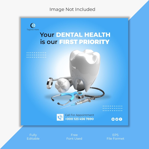 Ai dentale social media post ontwerp sjabloon vierkante banner of gezondheidszorg medische dienst post