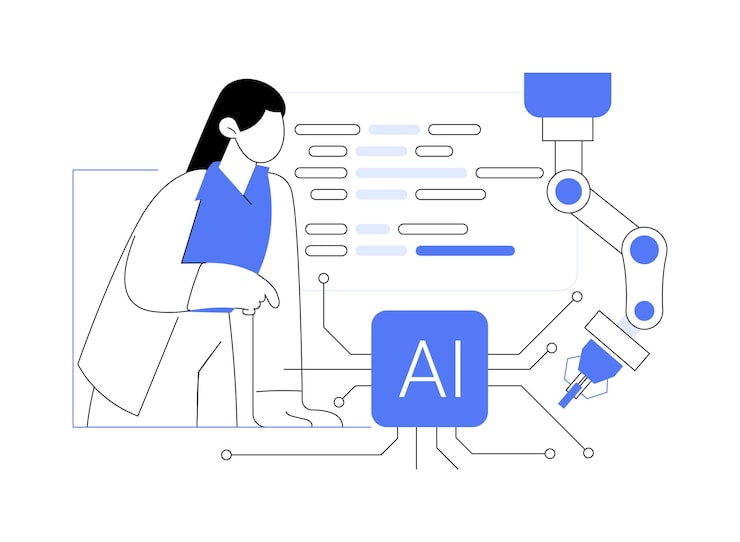 Vector ai engineer abstract concept vector illustration professional ai engineer creating robotic ai models using machine learning algorithms it technology data transfer big data abstract metaphor