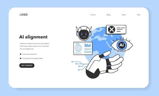 Ai ethics web banner or landing page artificial intelligence alignment