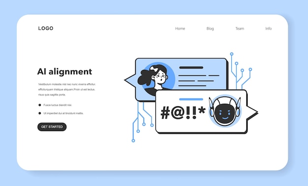 AI этика веб-баннера или целевой страницы выравнивание искусственного интеллекта