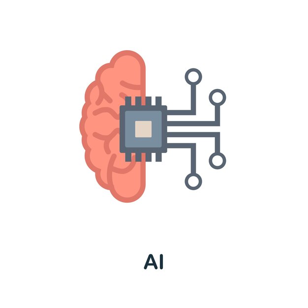 Ai flat icon Colored sign from machine learning collection Creative Ai icon illustration for web design infographics and more