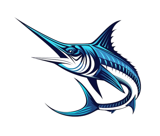 Ai generated cartoon blue marlin mascot emblem
