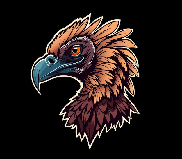 Vector ai generated cartoon vulture bird mascot company sport league or team wild animal symbol college bird of prey emblem vulture predator griffon or eagle head isolated vector mascot or tattoo