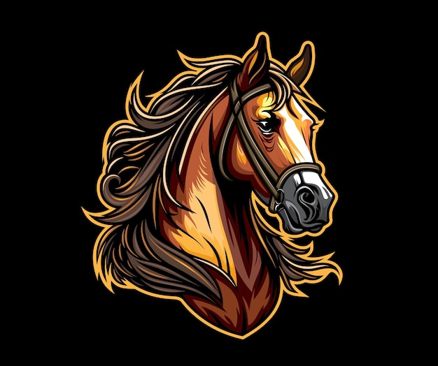 Ai が生成した馬のマスタング種牡馬のマスコット野生の強力で激しい馬の孤立した漫画の頭強さの自由と情熱のシンボルがスポーツ学校やビジネスで勇気を奮い立たせる