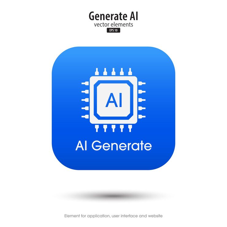 Vector ai generated icon 3d button minimal style modern with ai microchip icon tools for generate from the text large data processing concept icon element design for app and web vector illustration