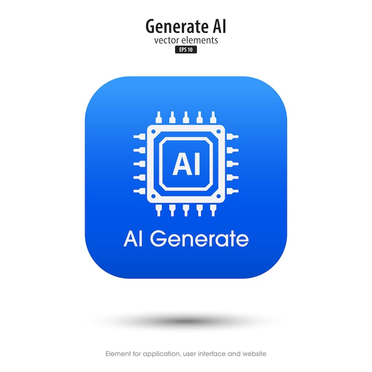 Vector ai generated icon 3d button minimal style modern with ai microchip icon tools for generate from the text large data processing concept icon element design for app and web vector illustration