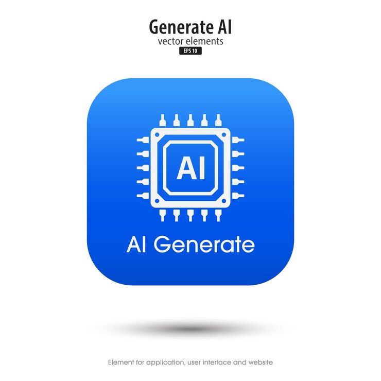 Vector ai 生成的图标 3d 按简约风格现代化与 ai 微芯片图标从文本中生成的工具 大数据处理概念 应用程序和网络的图标元素设计 矢量插图