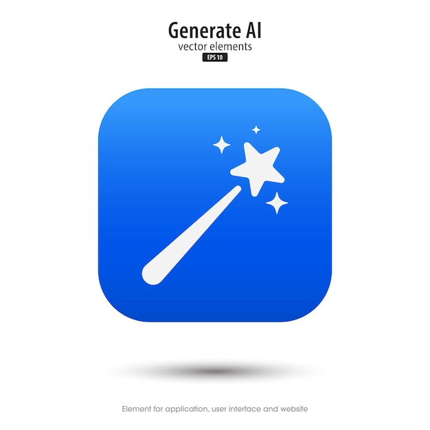 ai generated icon 3d button minimal style modern with magic stars icon tools for generate from the text large data processing concept icon element design for app and web vector illustration