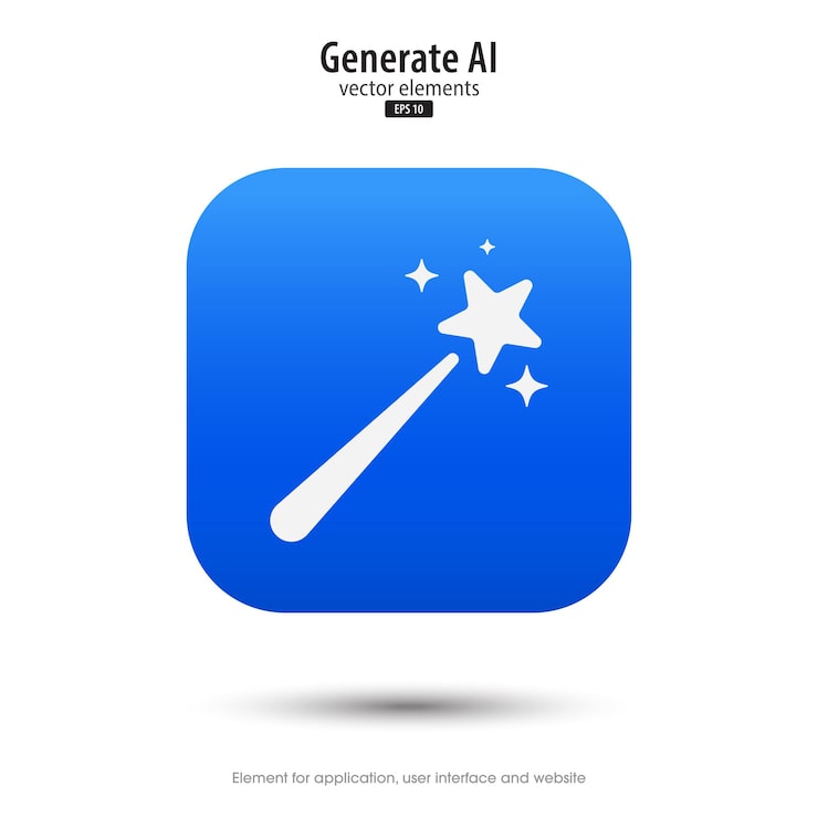 Vector ai generated icon 3d button minimal style modern with magic stars icon tools for generate from the text large data processing concept icon element design for app and web vector illustration