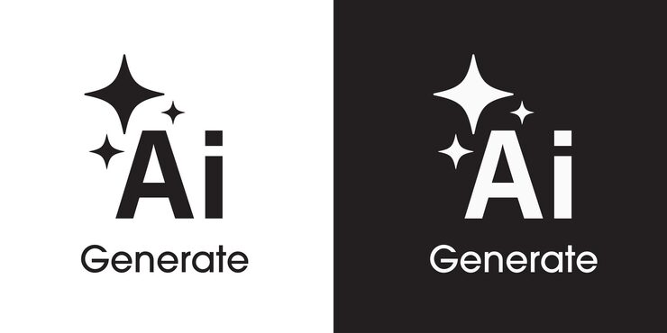 Vector ai生成的图标 ai星形图标 用于从文本中生成的工具 计算机助手 大数据处理概念 应用程序和网络的图标元素设计 矢量插图