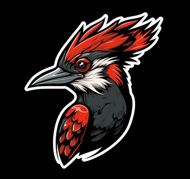 Ai generated woodpecker bird mascot for team emblem or sport club badge vector character woodpecker bird head with aggressive face and red feathers ai generated mascot of sport team or club symbol