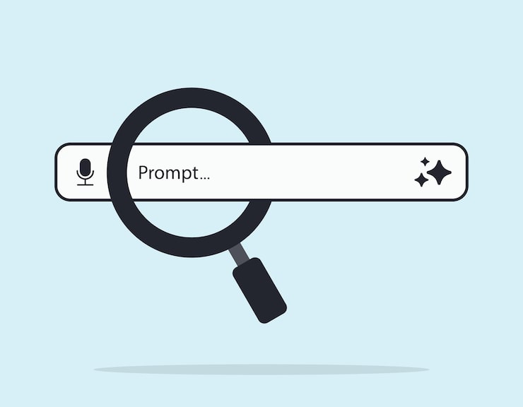 Vector ai generative or search engine bar and magnifying glass chatbot and ai assistant concept of artificial intelligence input prompt as commands for search and analysis by ai vector illustration