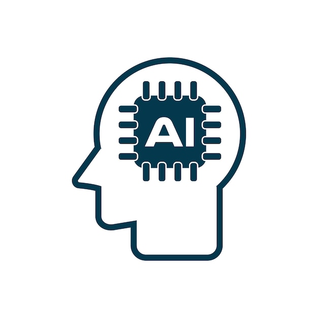 An AI head set up and symbol head for AI vector and illustration shape symbol of AI design